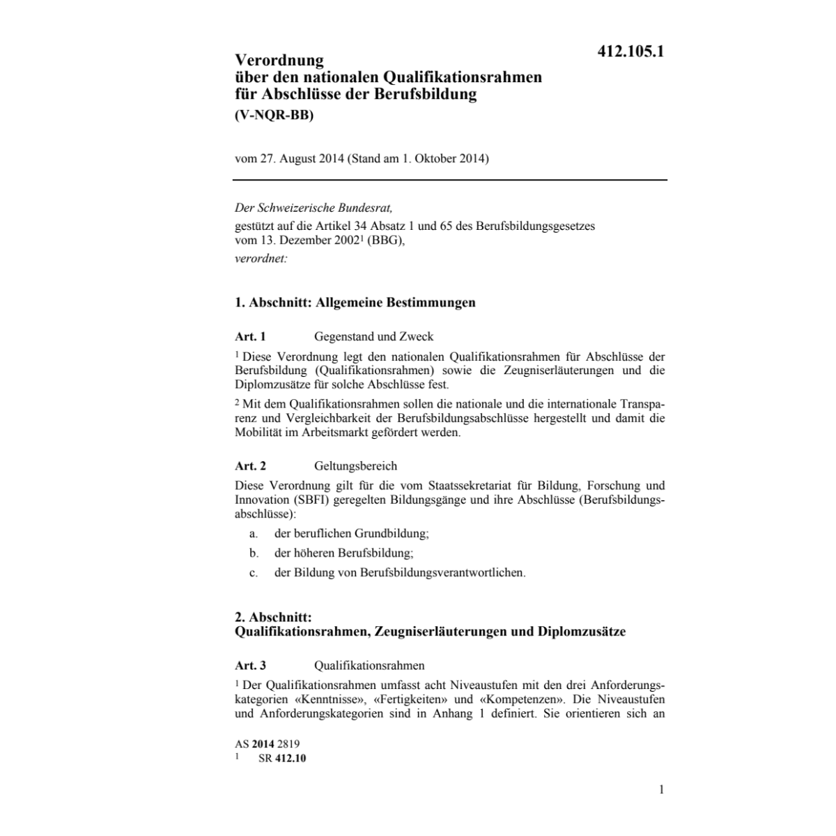 V Qualifikationsrahmen Berufsbildung