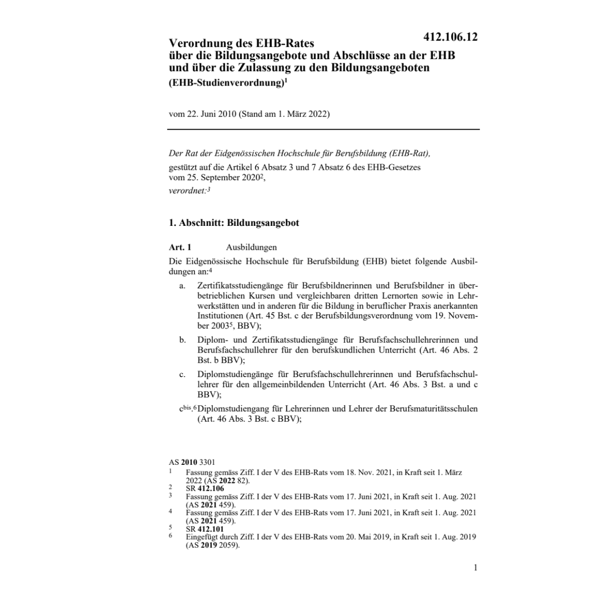 EHB-Studienreglement