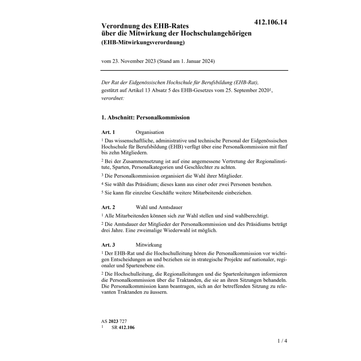 EHB-Mitwirkungsverordnung 23.11.2023