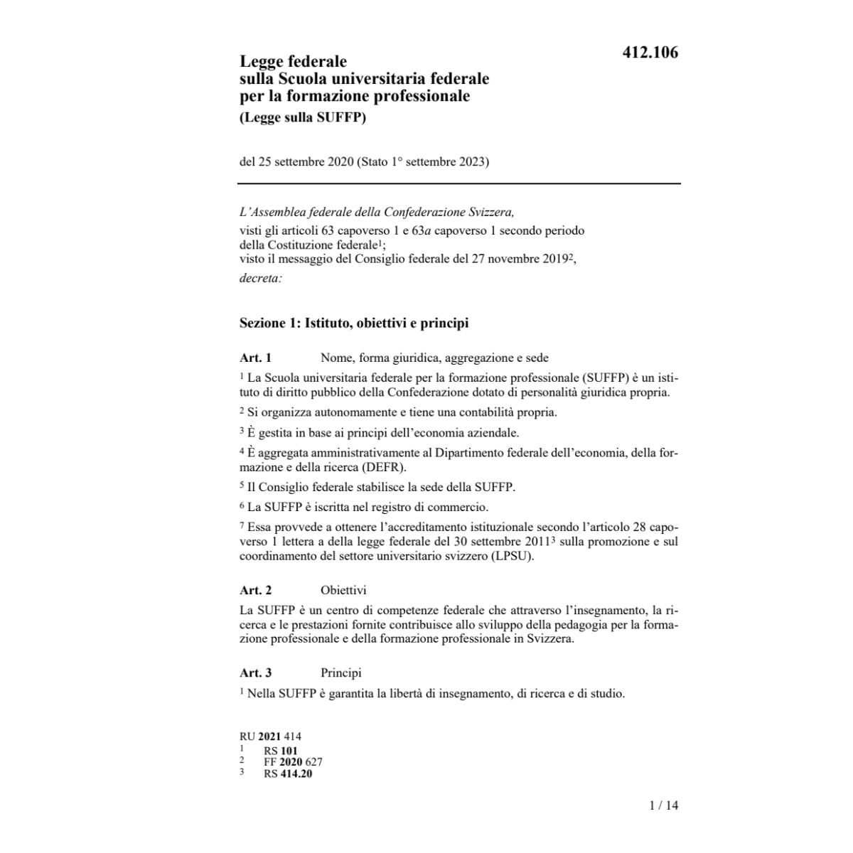Lf 25.9.2020 Scuola universitaria fed.