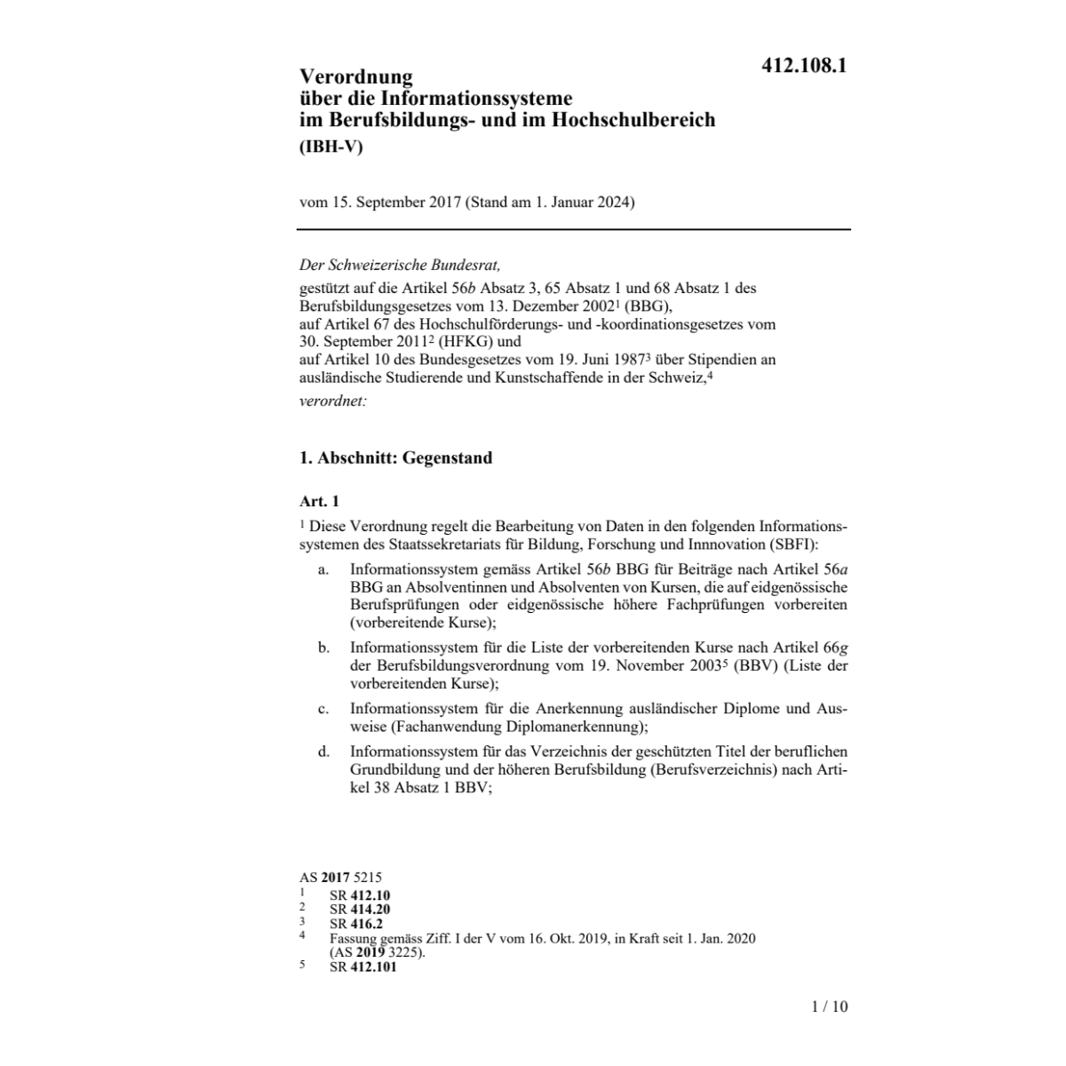V Berufsbildungs- Hochschulbereich IBH-V