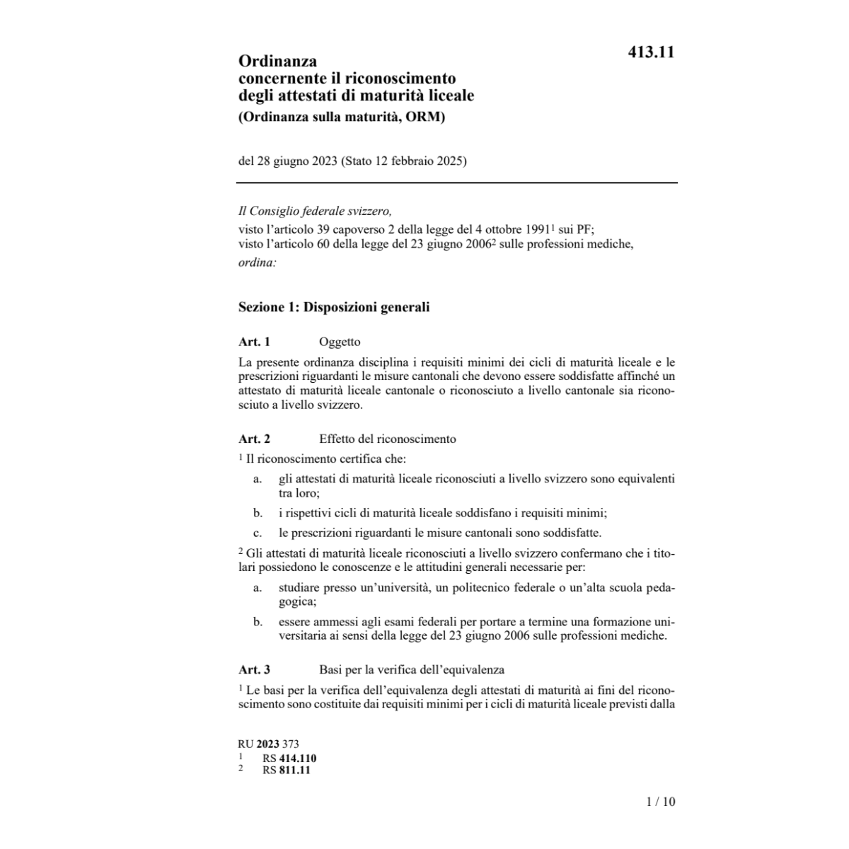 O attestati liceali di maturità, ORM