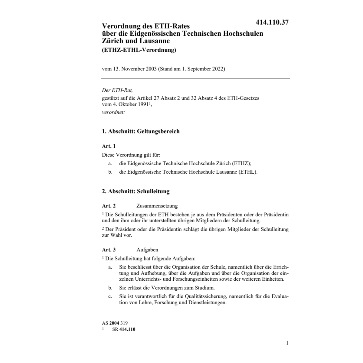ETHZ-ETHL-Verordnung