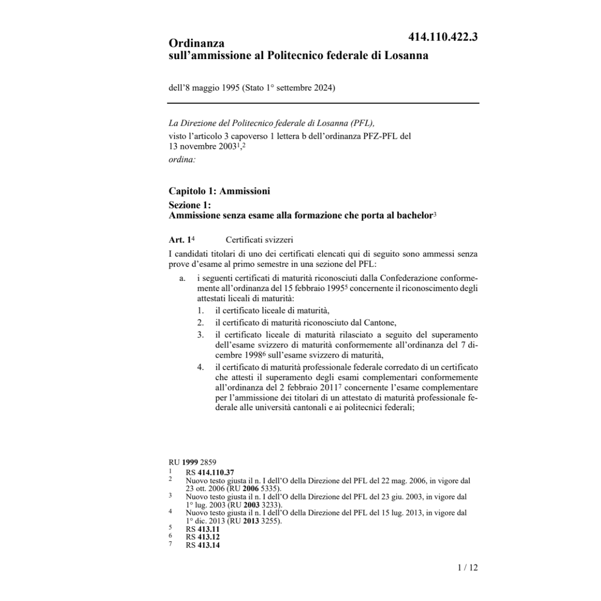 O ammissione EPF di Losanna