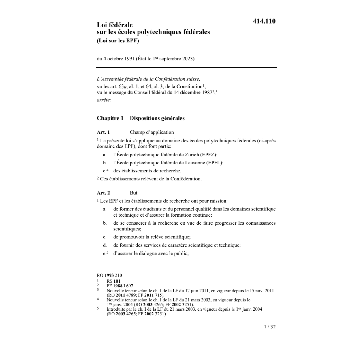 LF écoles polytechniques fédérales