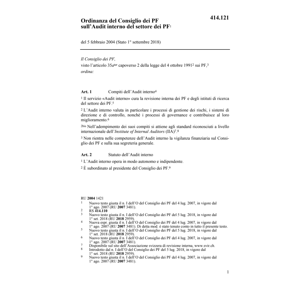 O Consiglio PF Ispettorato finanze