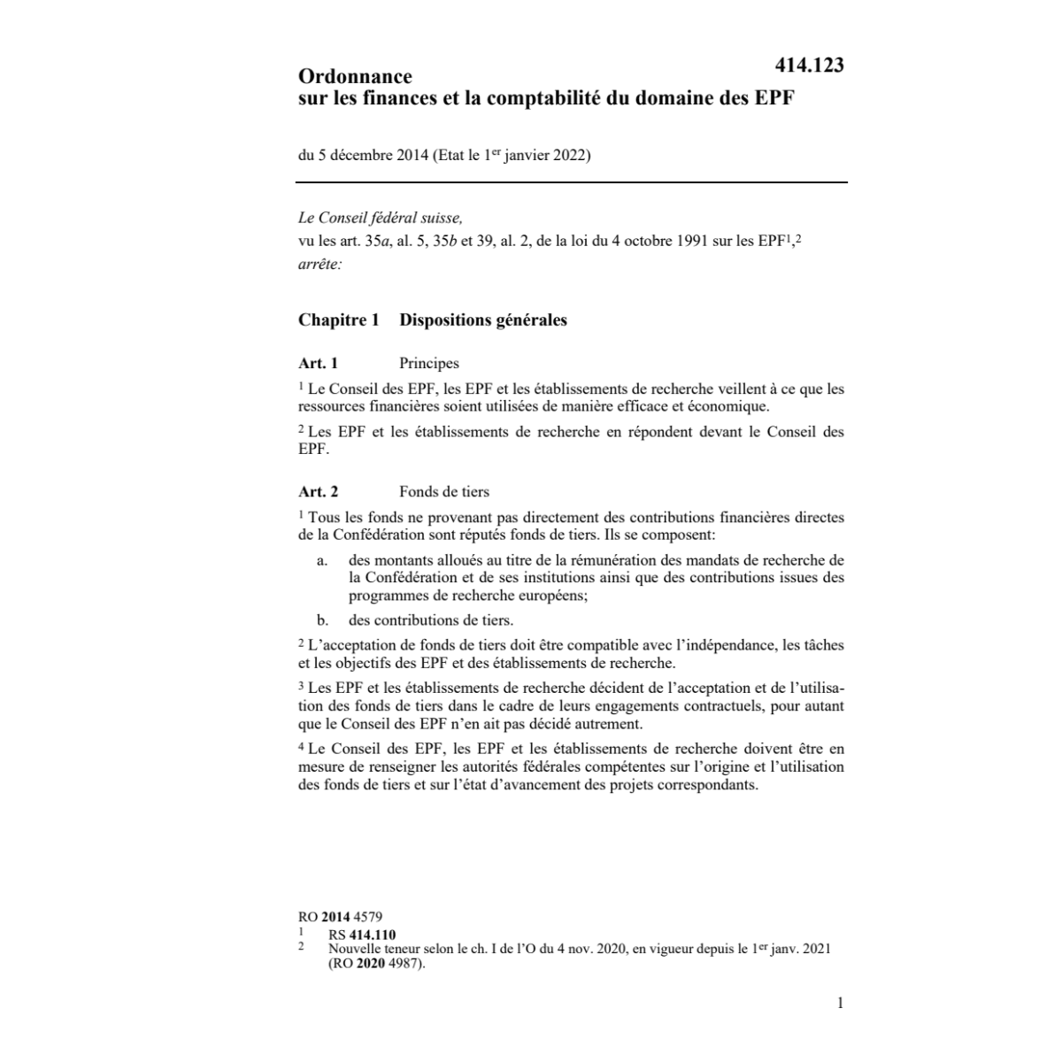 O EPF comptabilité domaine EPF