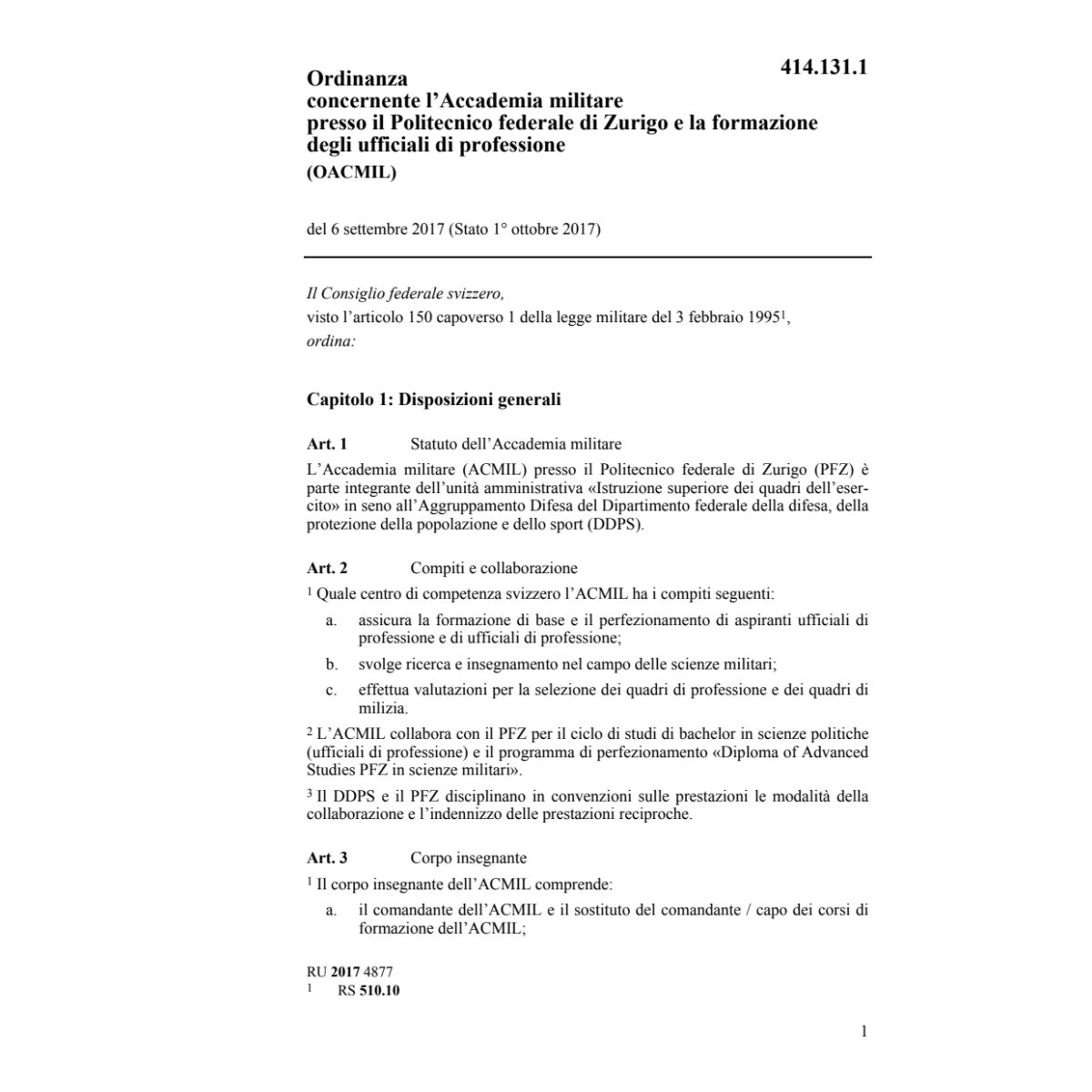 O Accademia militare Politecnico OACMIL