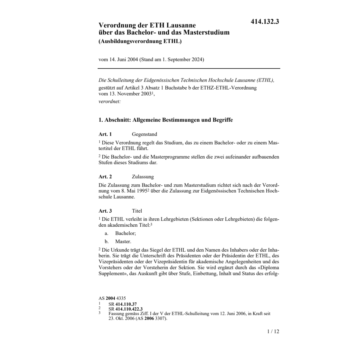 Ausbildungsverordnung ETHL