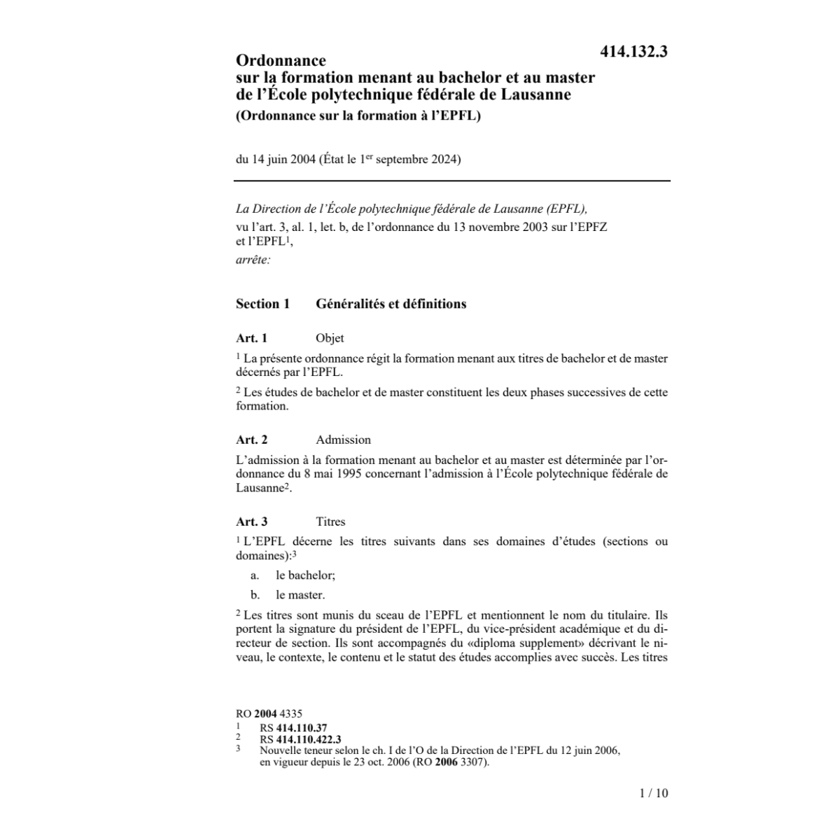 O sur la formation à l'EPFL