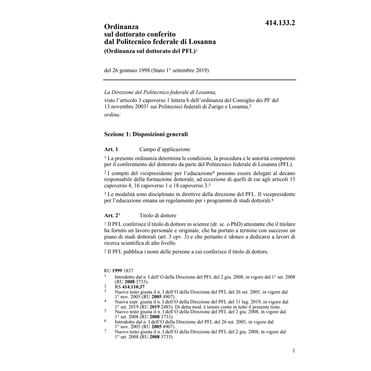 O dottorato conferito PF Losanna