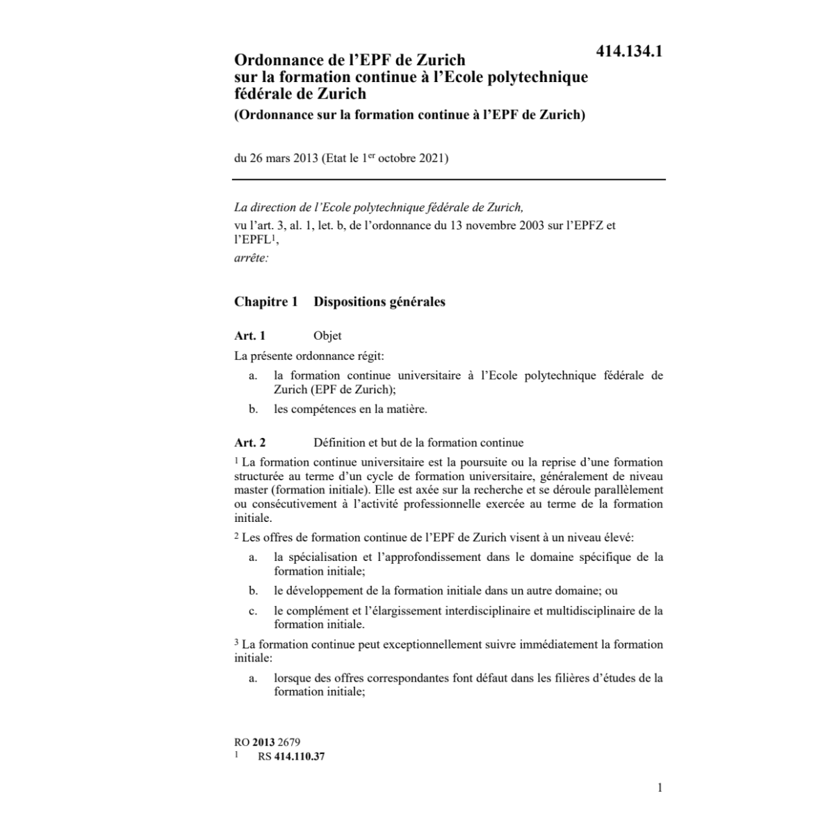 O formation continue EPF Zurich