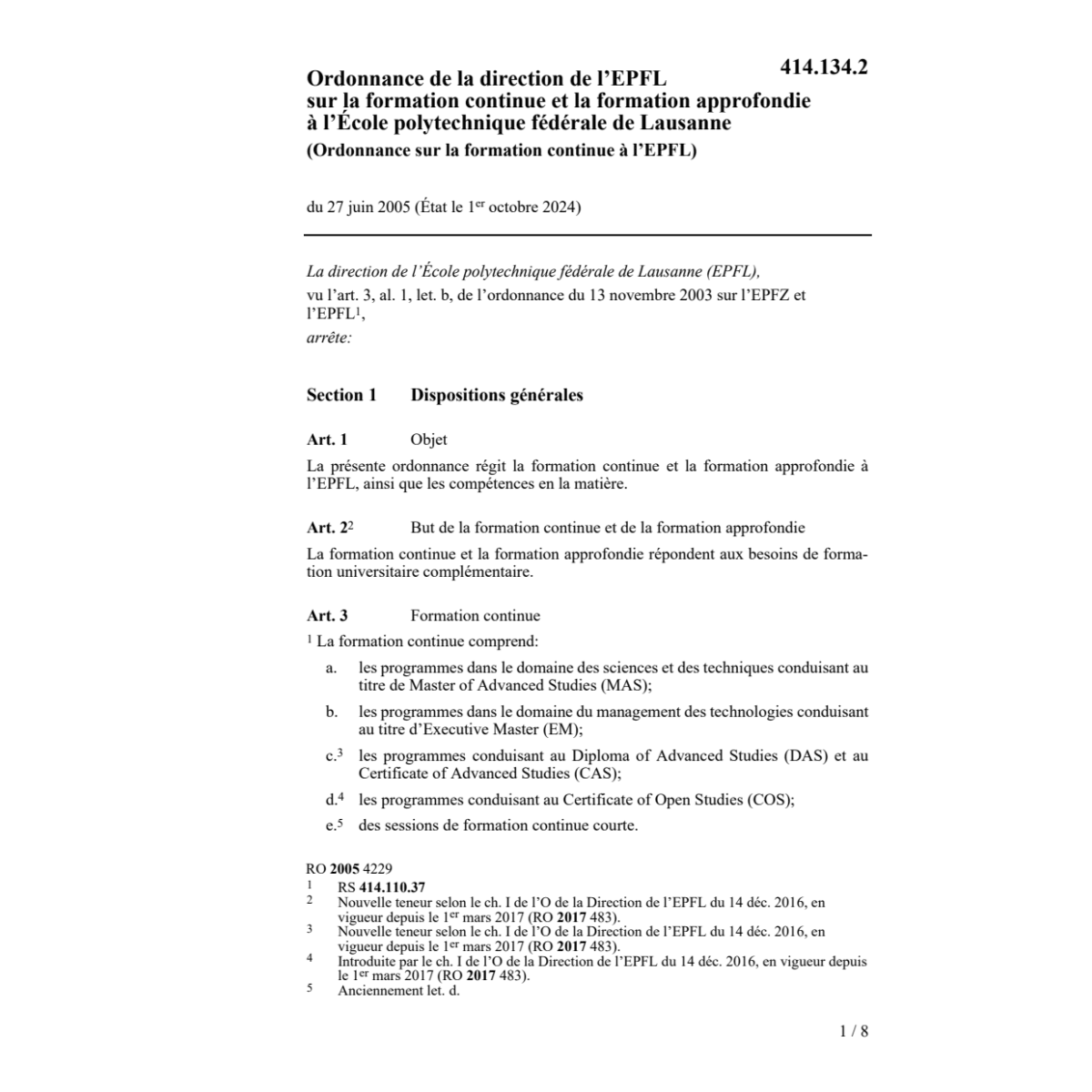 O formation continue à EPFL Lausanne