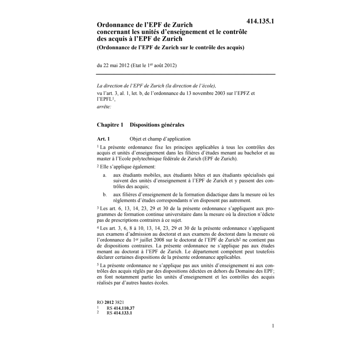 O contrôle des acquis à l'EPFZ