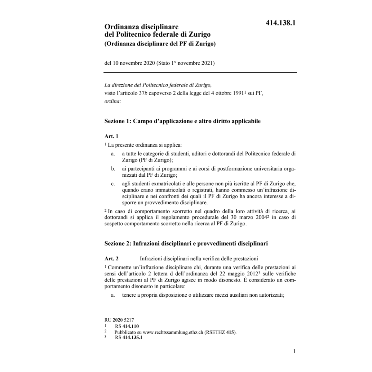 Regol disciplinare del PF