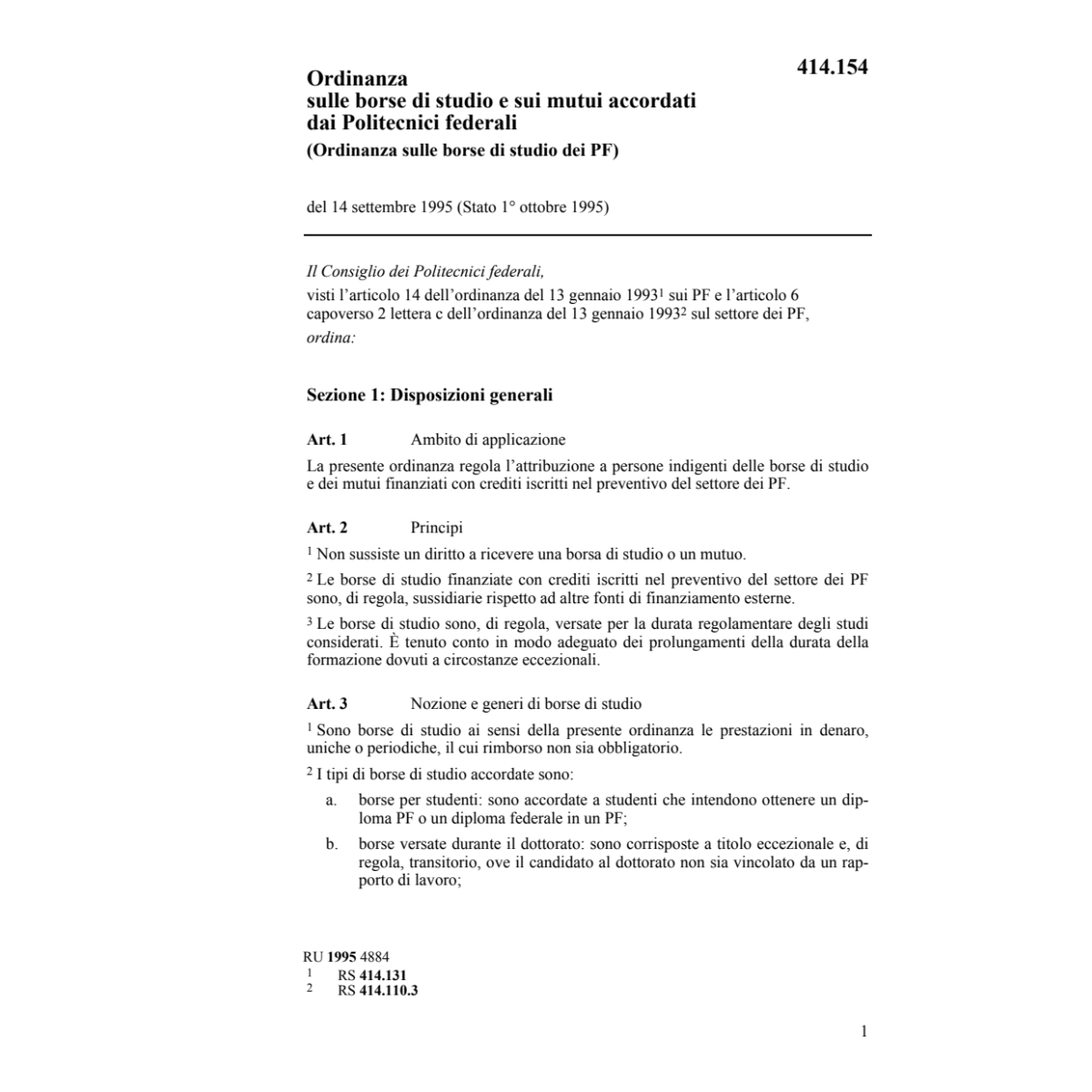 O borse di studio e mutui accordati PF