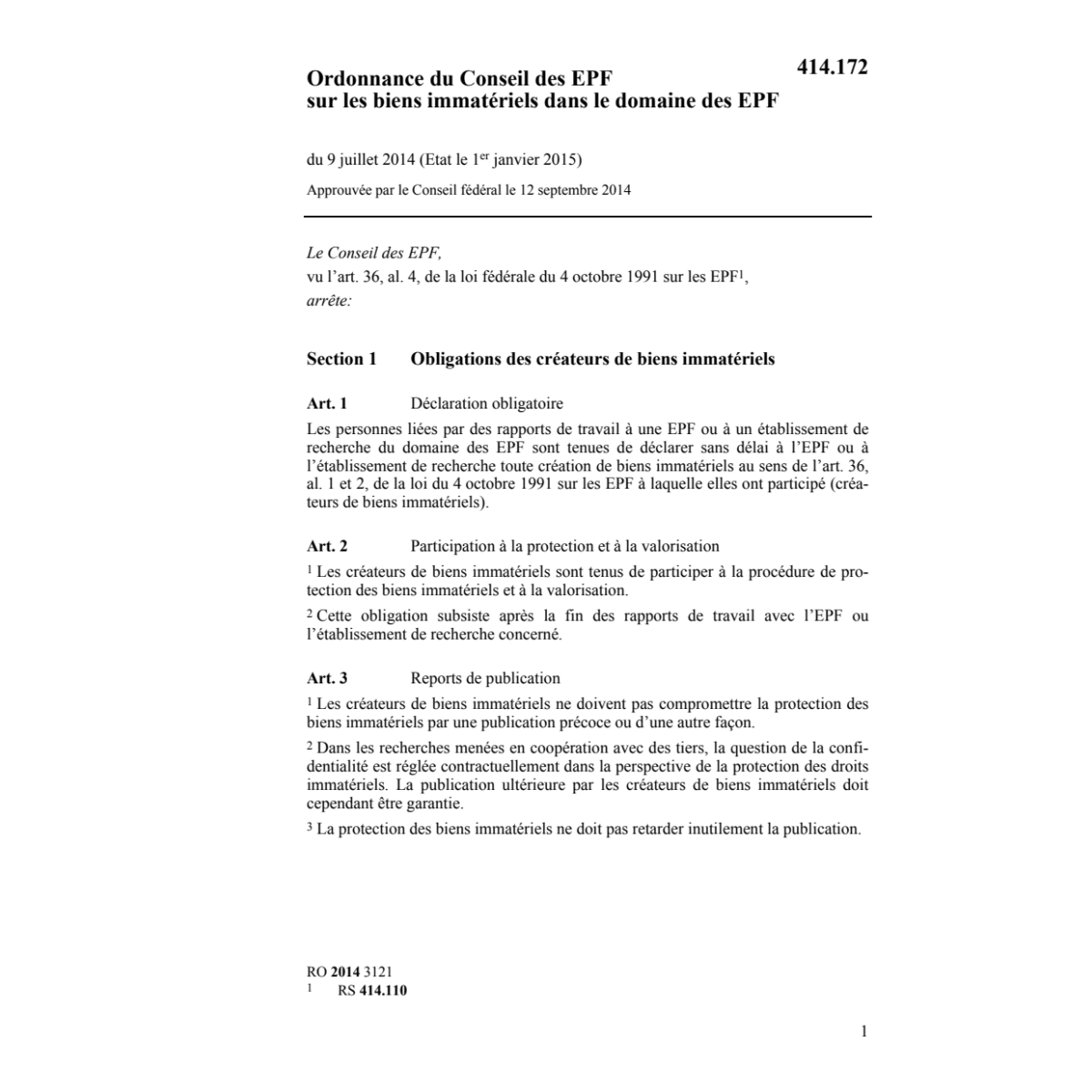 O participations dans le domaine des EPF