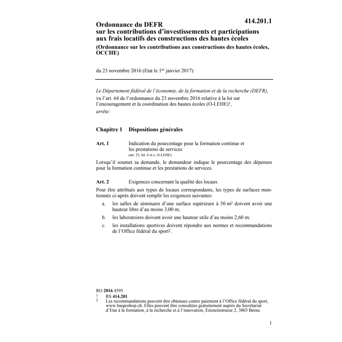 O DEFR contr. constr. haut. éco. (OCCHE)