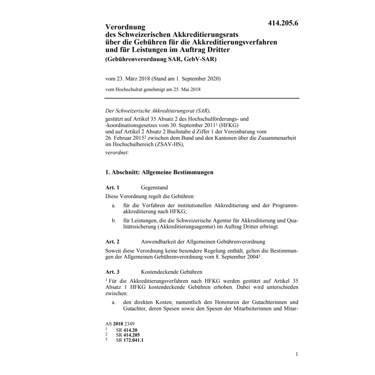 V 23.5.18 GebV-SAR