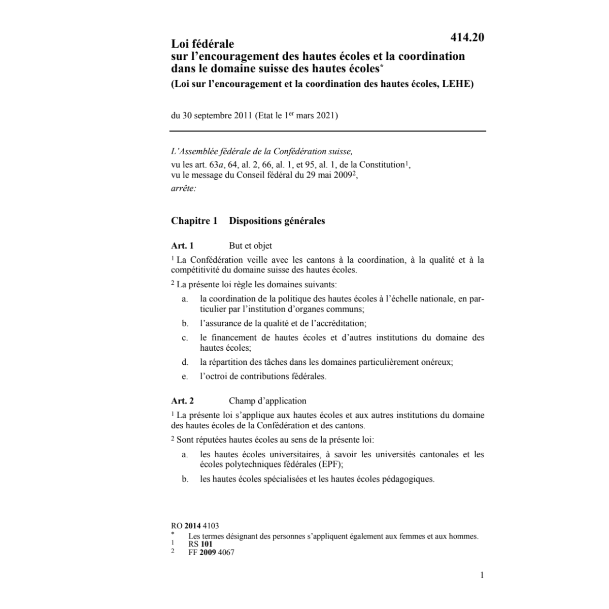 LF coordination hautes écoles, LEHE