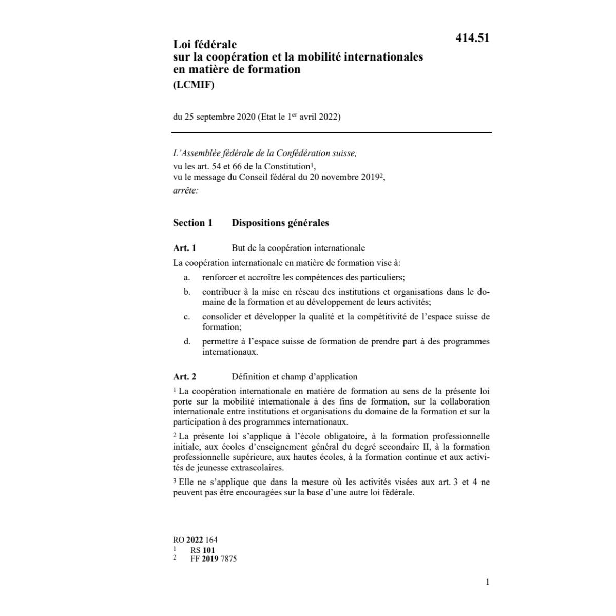 LF matière d'éducation et mobilité