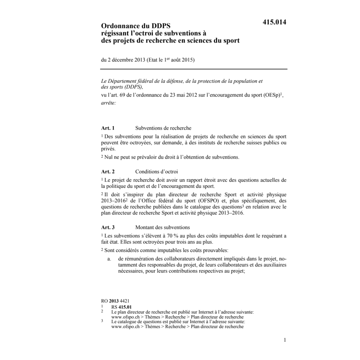 O subventions projets recherche sport