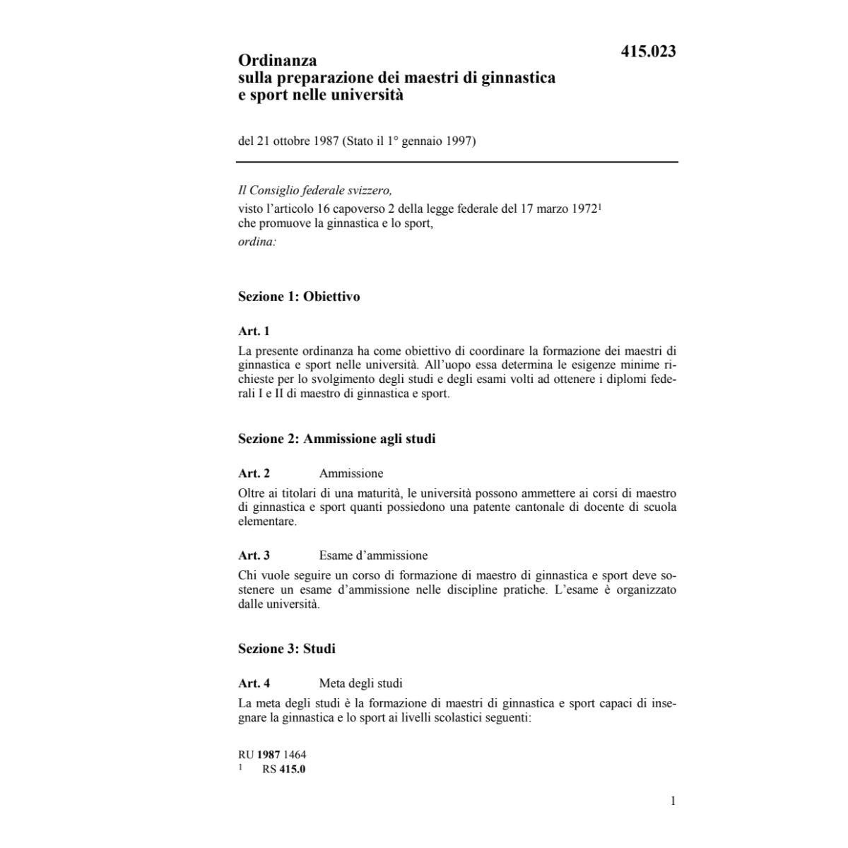 O preparazione maestri ginnastica, sport