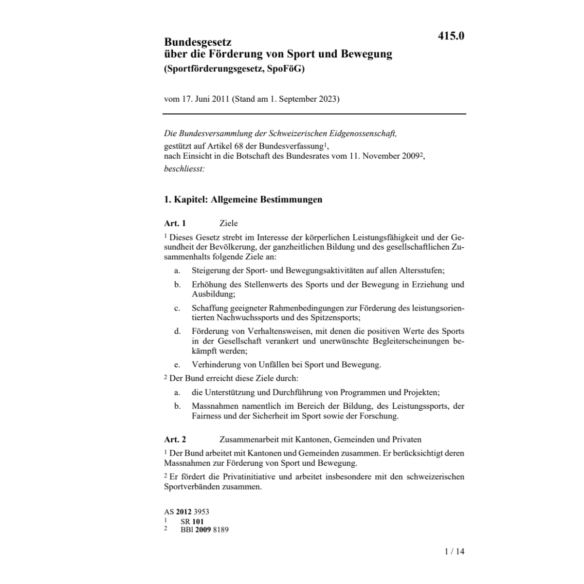 BG Förderung Turnen und Sport
