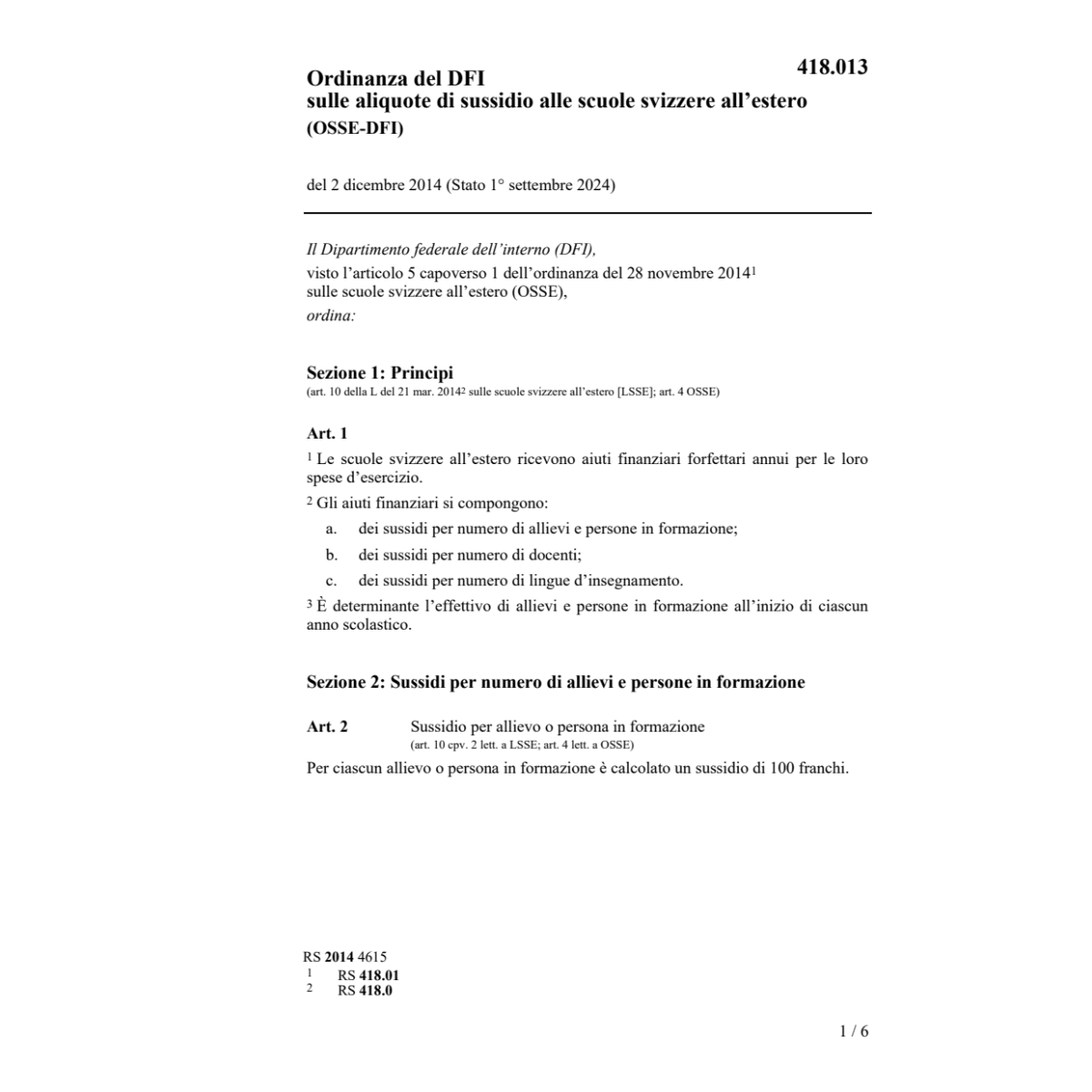 O scuole svizzere OSSE-DFI
