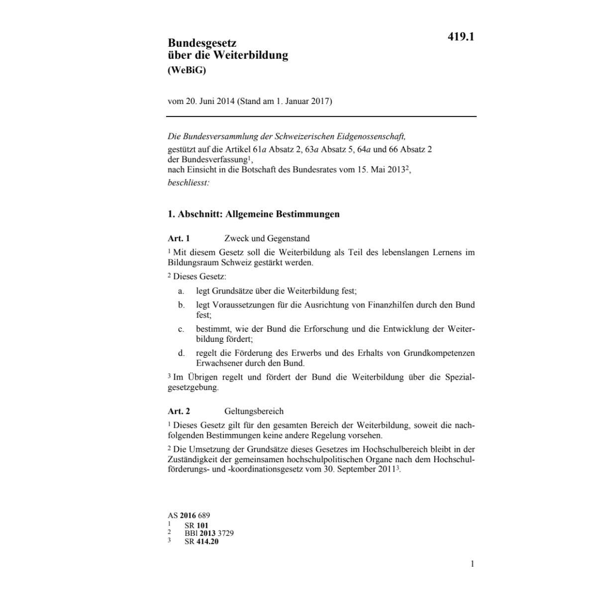 BG über die Weiterbildung (WeBiG)