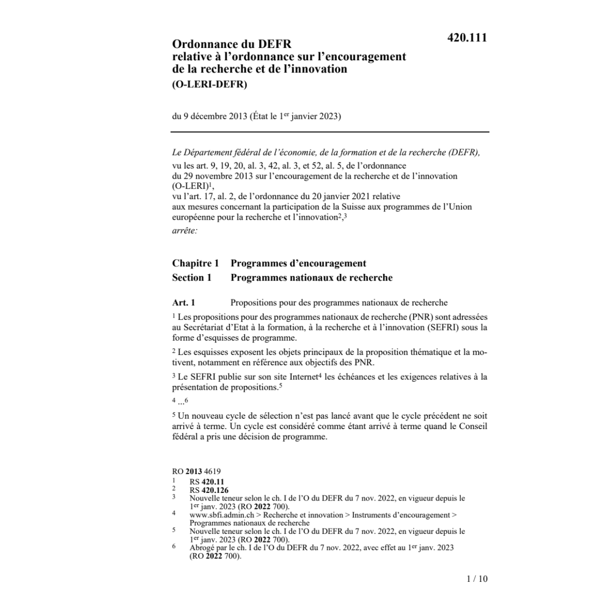 O encouragement recherche O LERI DEFR