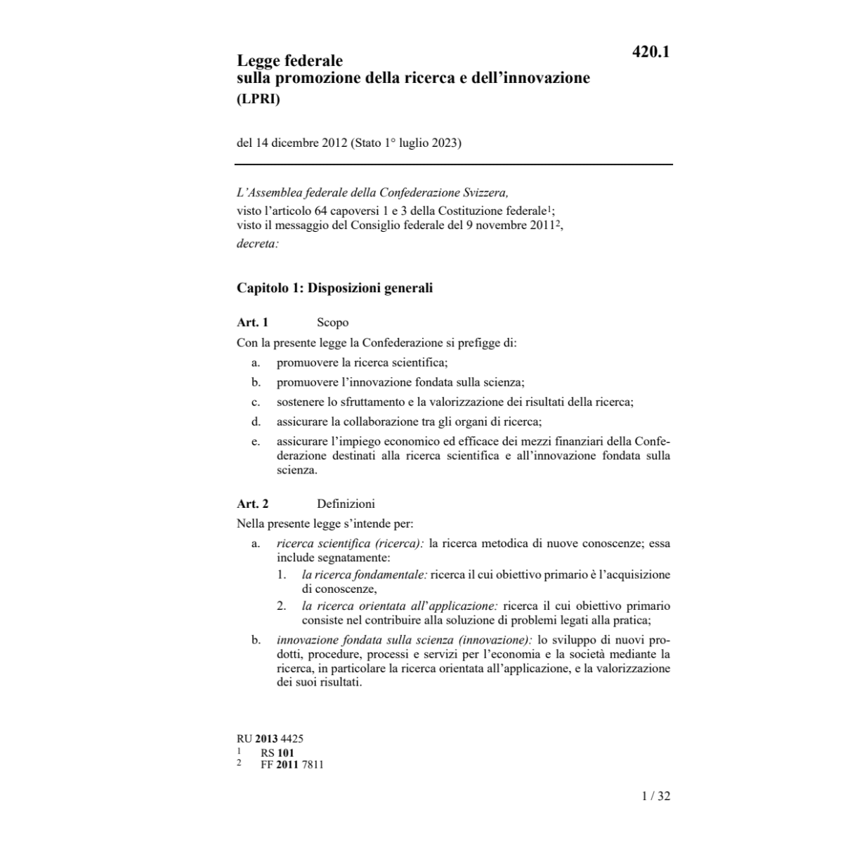 LF sulla ricerca, LPRI
