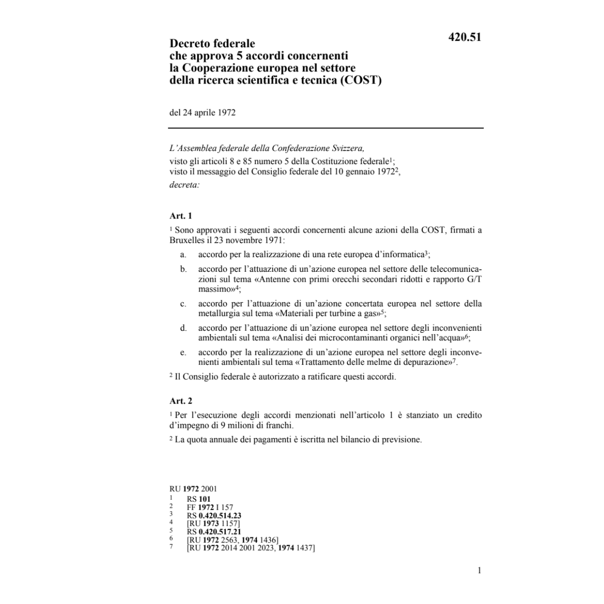 BF Cooperazione ricerca scientifica,COST