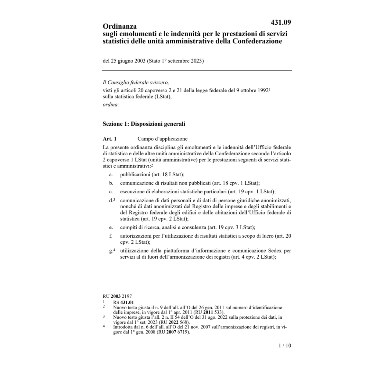 O emolumenti prestazioni servizi stat.