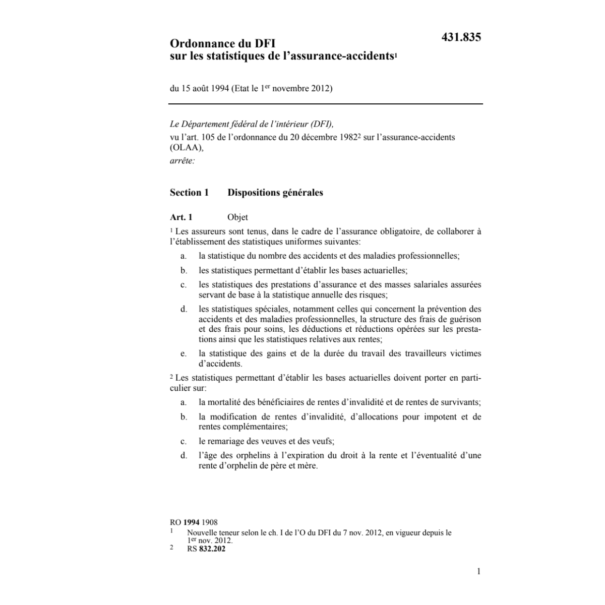 O Statistiques de l'assurance-accidents