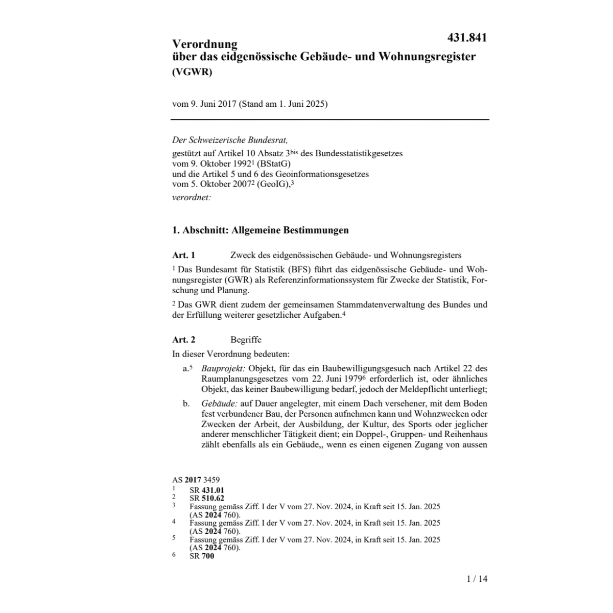 V eidg. Gebäude- + Wohnungsregister