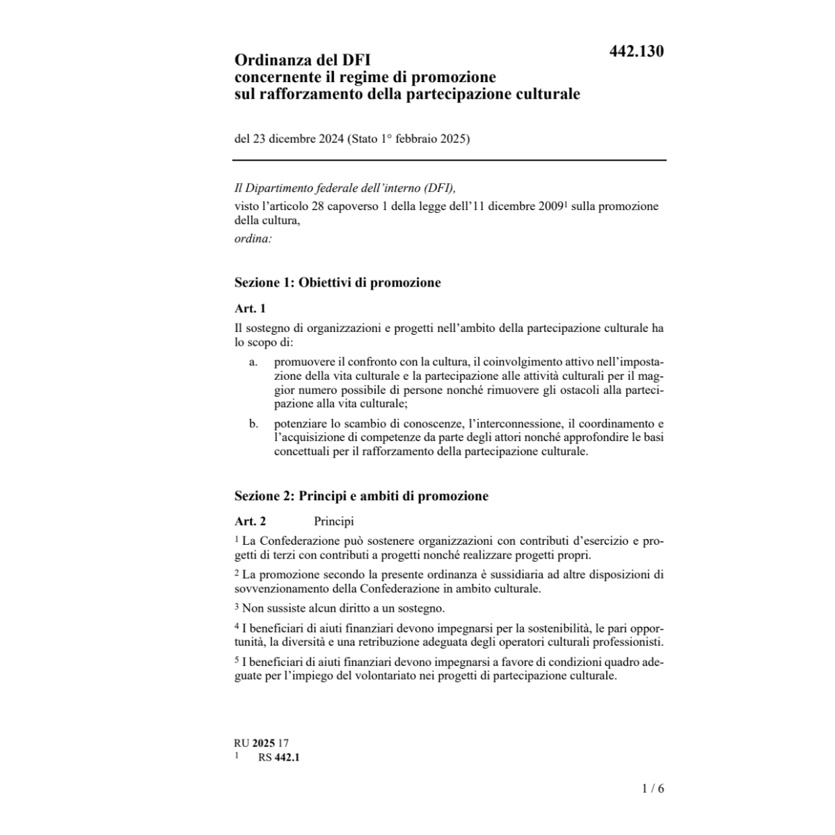 O regime promozione 16-20 part.cult.