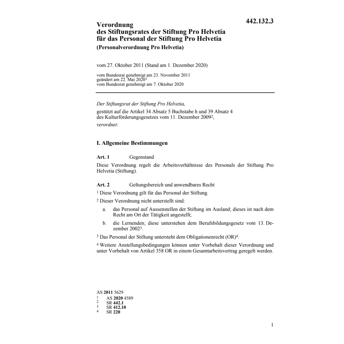 V Personal Stiftung Pro Helvetia