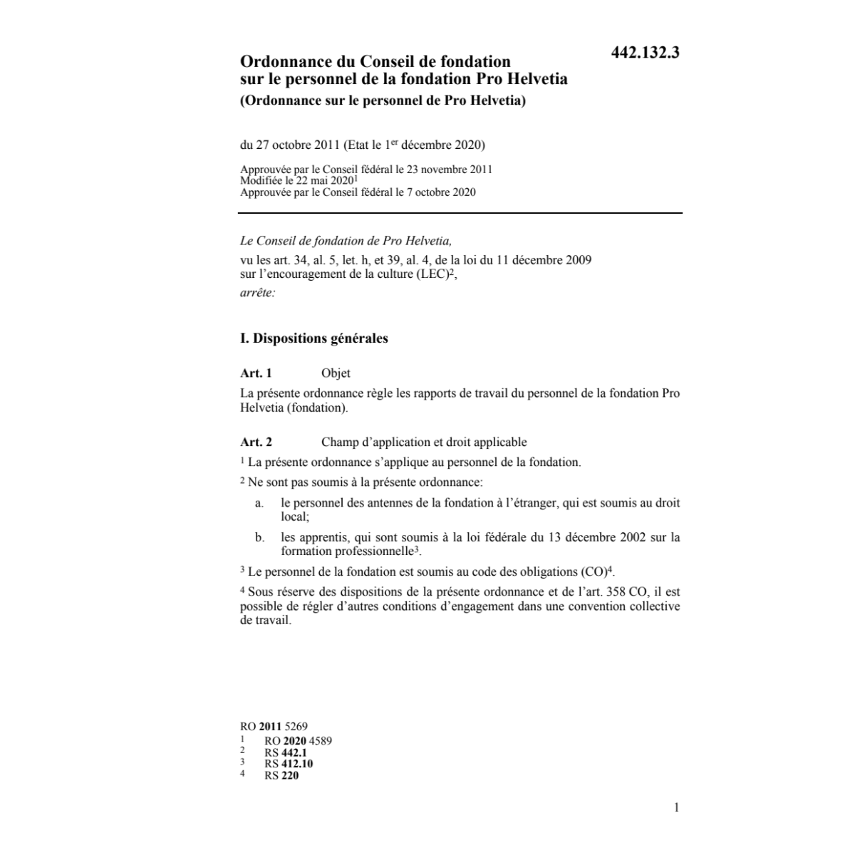 O personnel Fondation Pro Helvetia