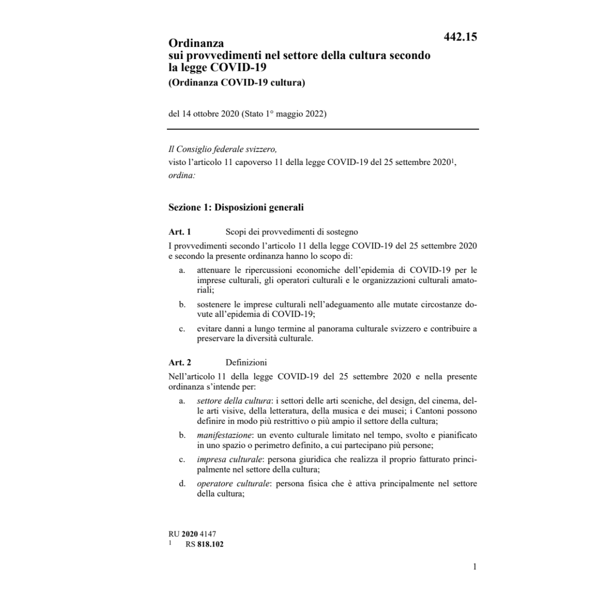 O (COVID-19) nel settore della cultura