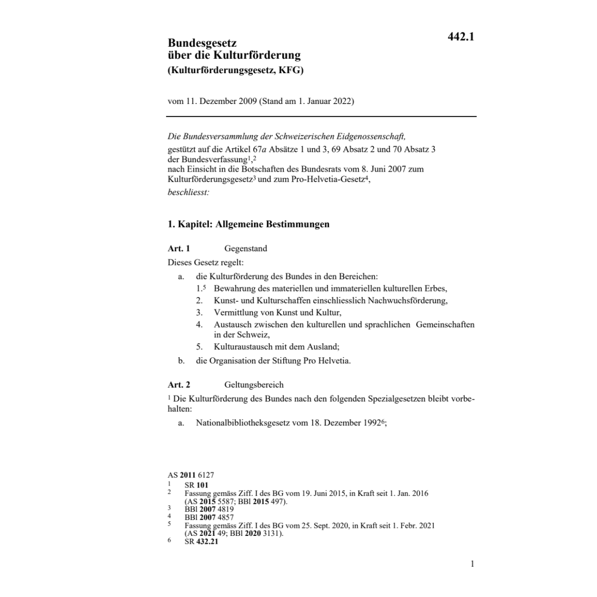Kulturförderungsgesetz, KFG