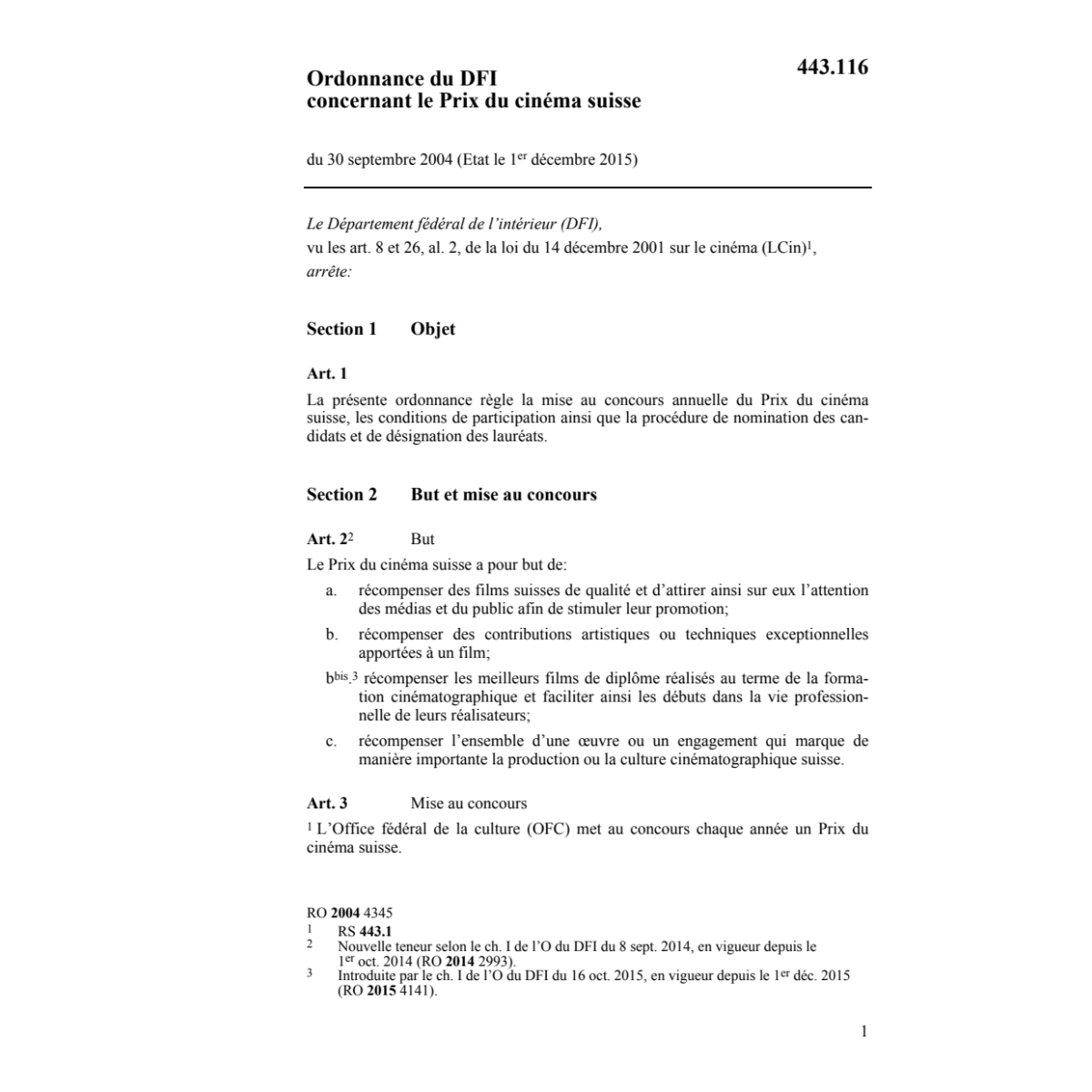 O DFI Prix du cinéma suisse