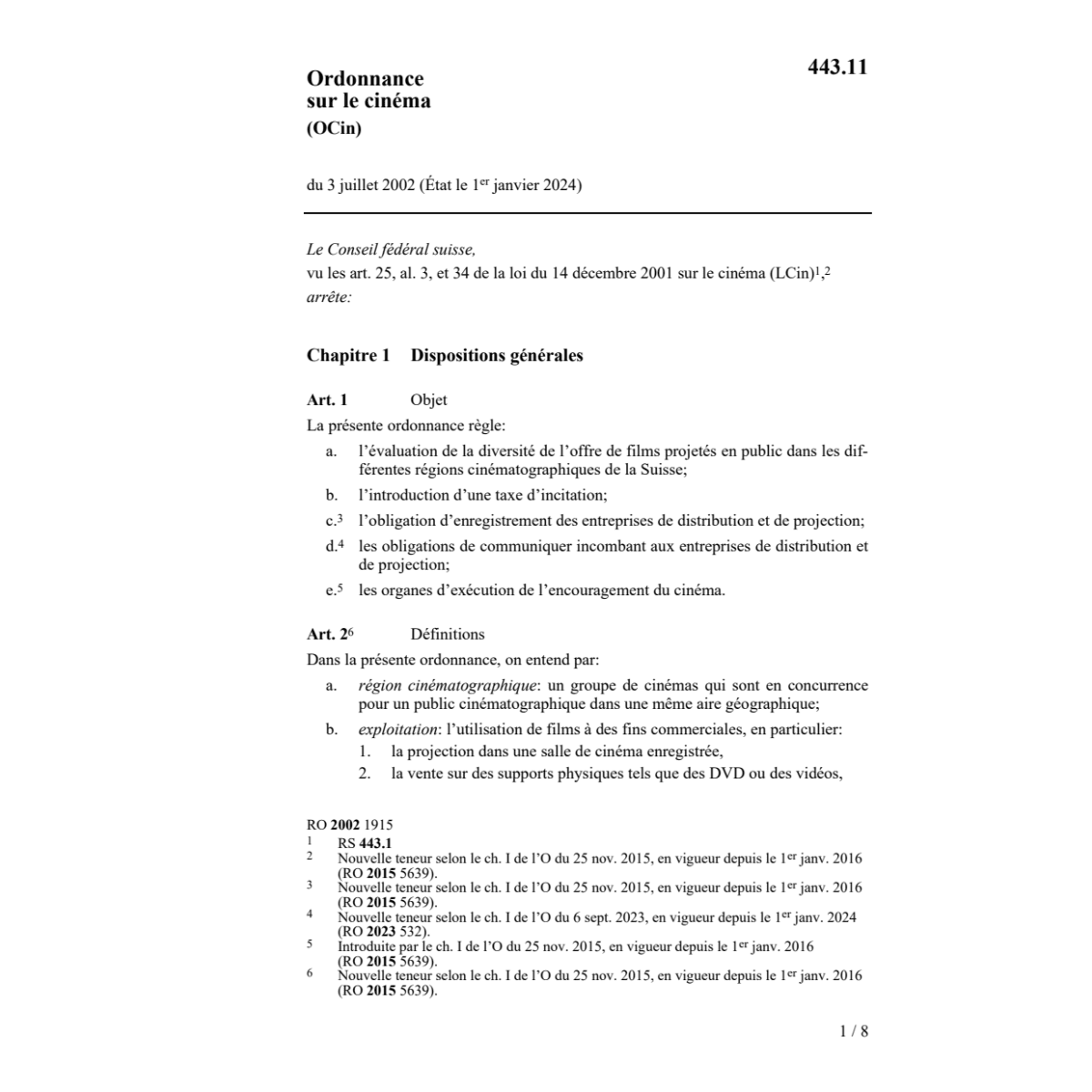 Ordonnance sur le cinéma OCin