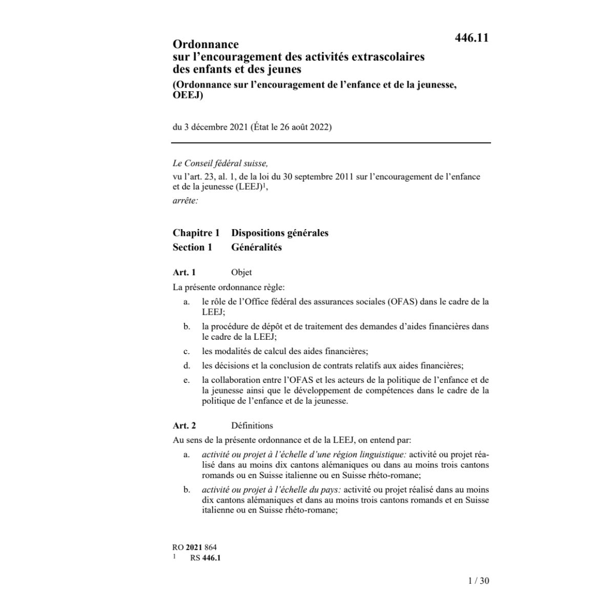 O Encouragement jeunesse extra-scolaires