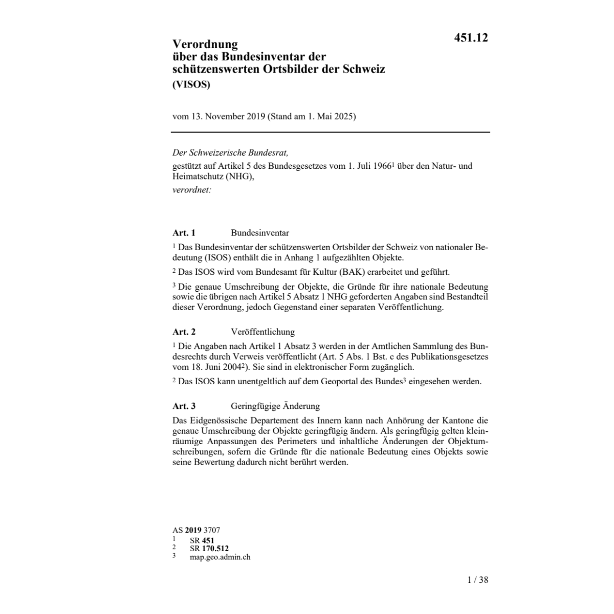 V Bundesinventar Ortsbilder, VISOS