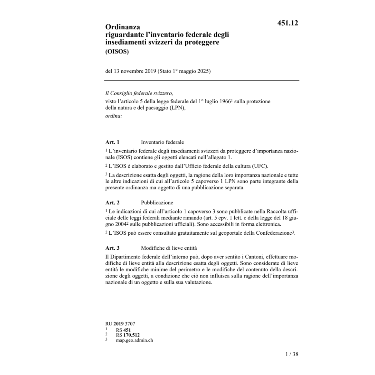 O Inventario insediamenti svizzeri OIAMP