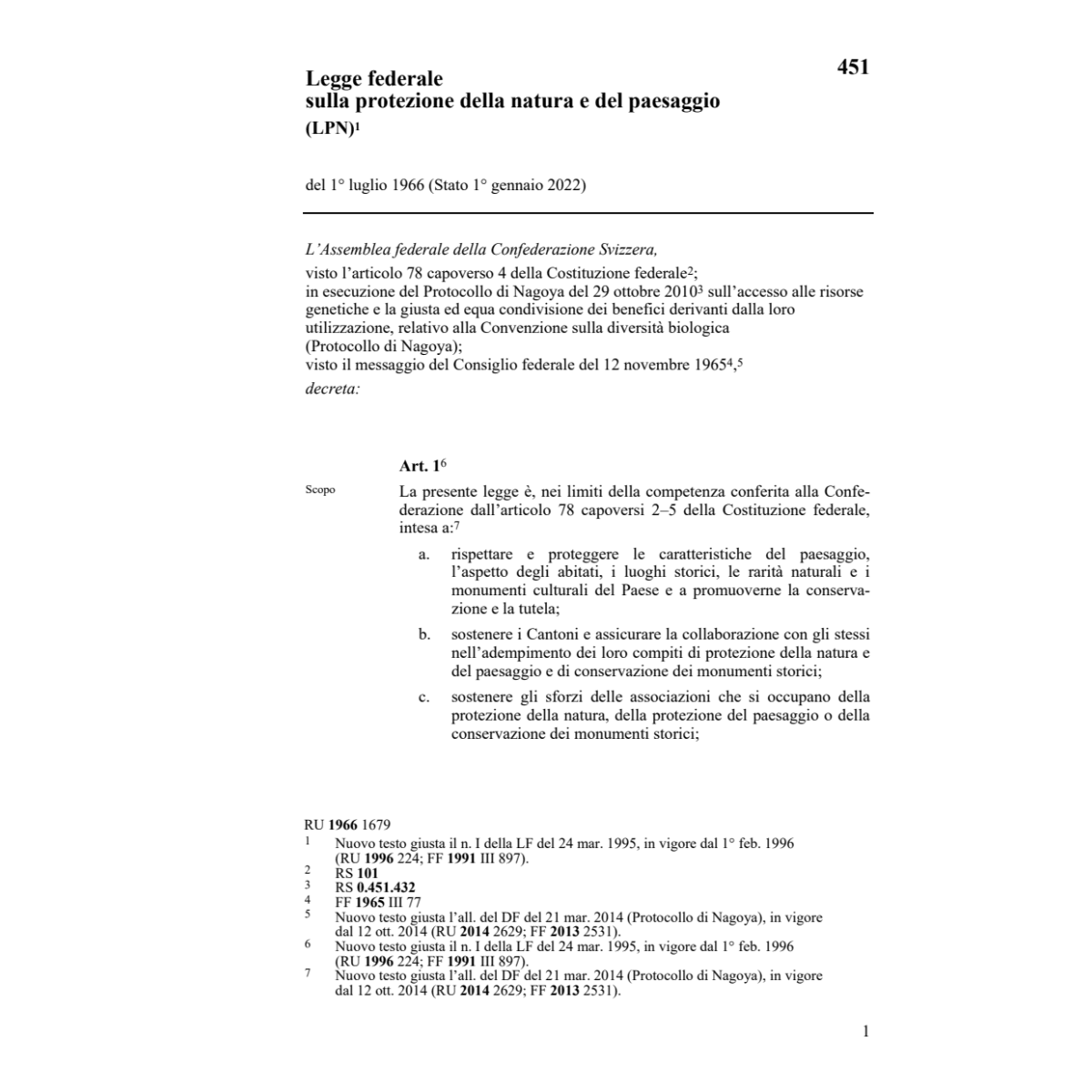 LF Protezione natura & paesaggio, LPN