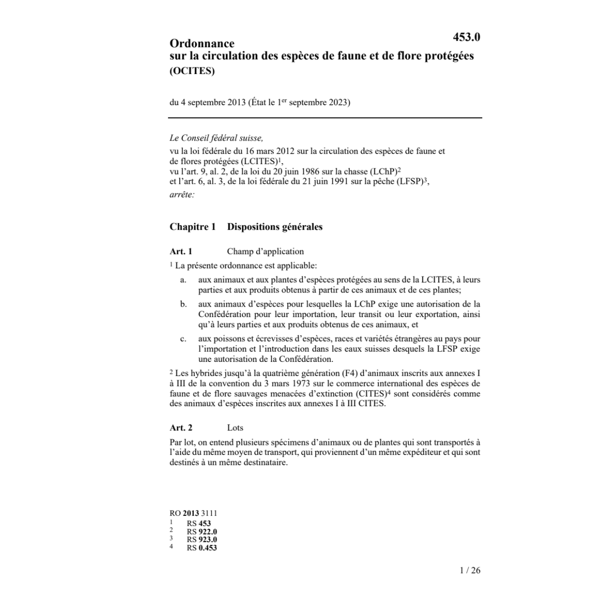 O circulation espèces faune flore OCITES