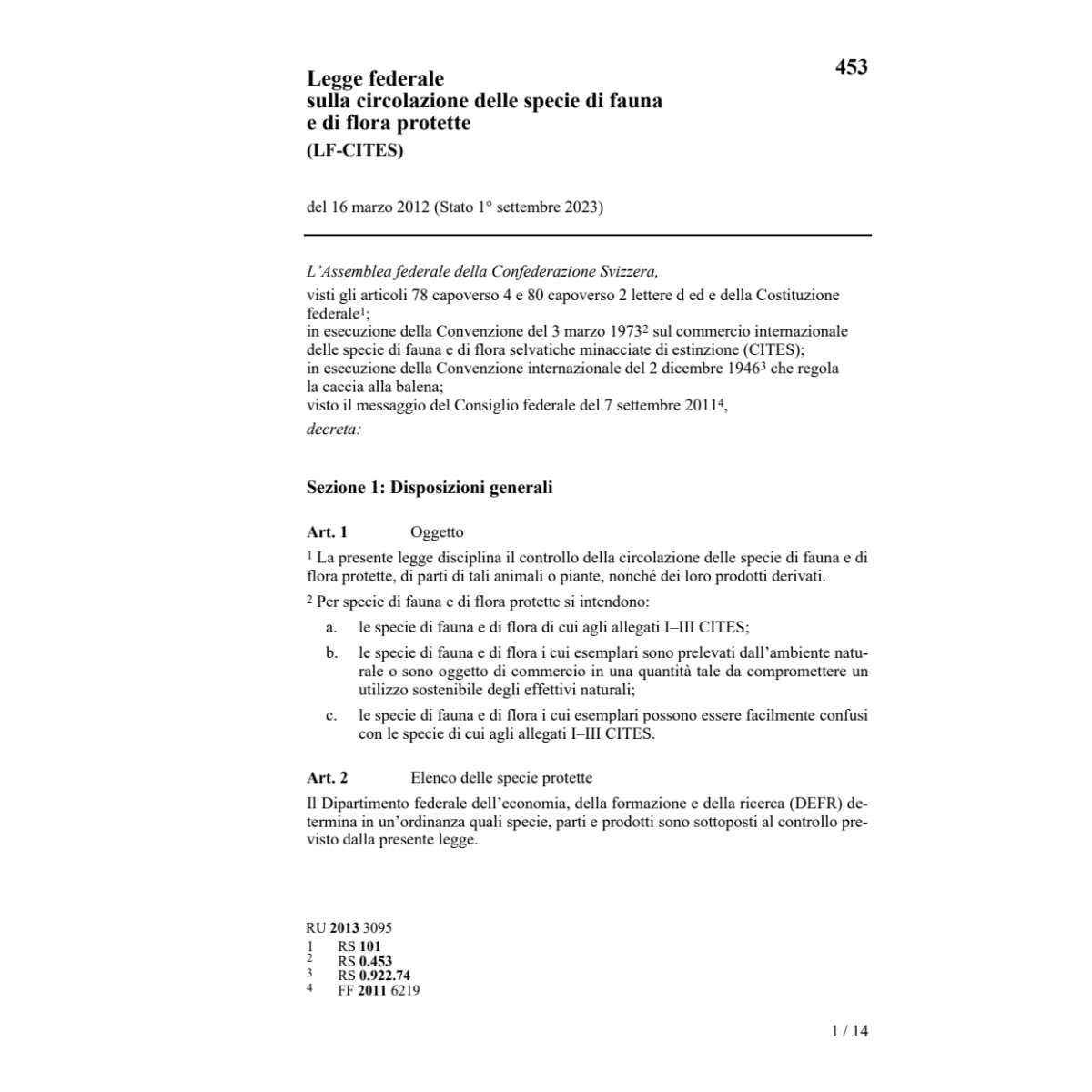 LF circolazione specie fauna LF-CITES