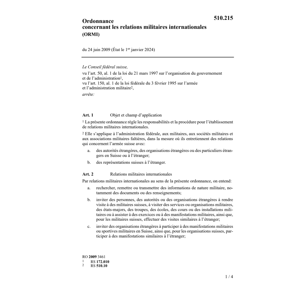O relations militaires internat. ORMI